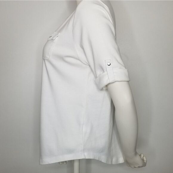 Craft & Barrows Women's‎ White V Neck Pull Over Size PXL - Picture 4 of 10